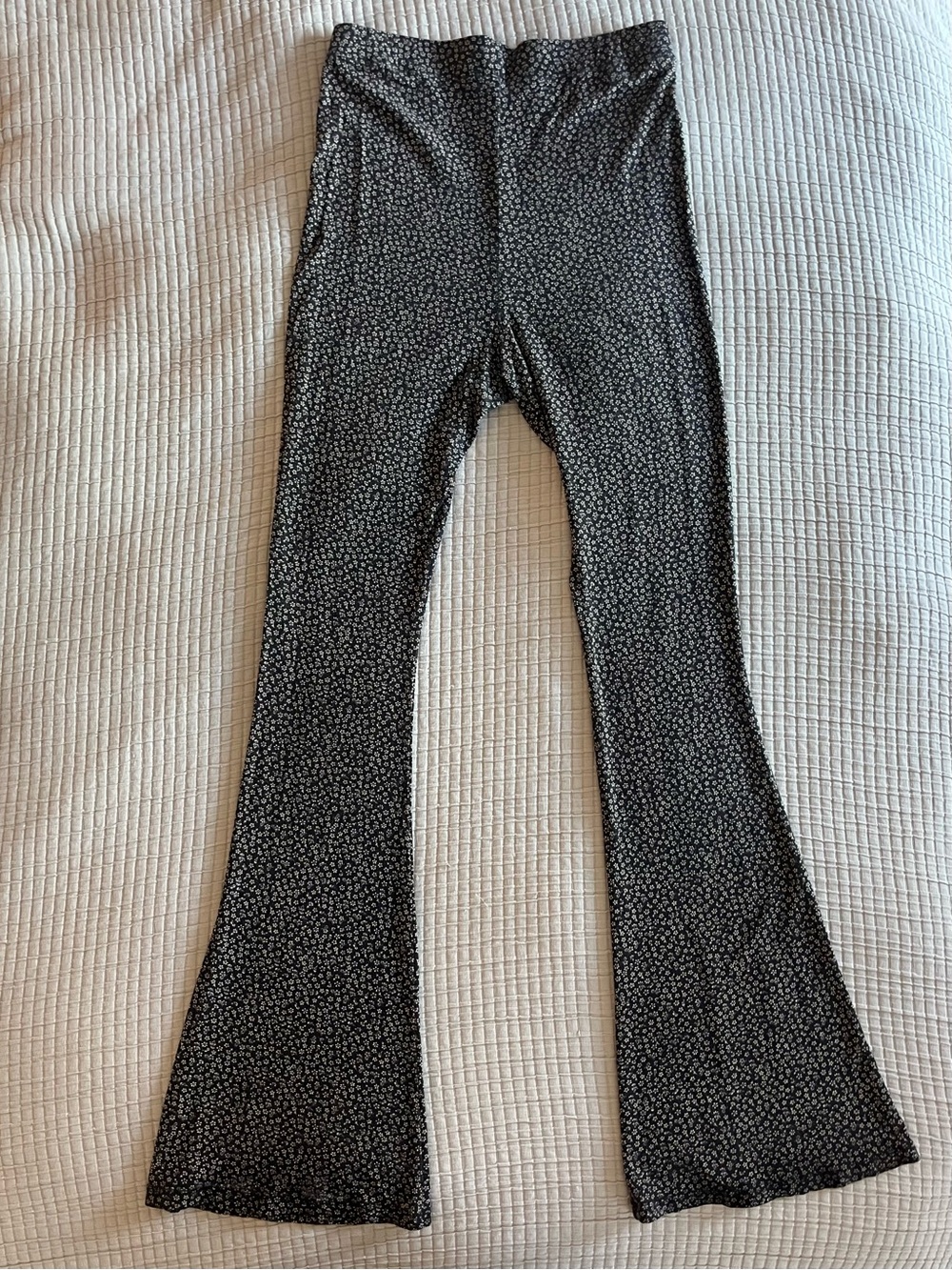 Topshop Black Floral Flare Leggings